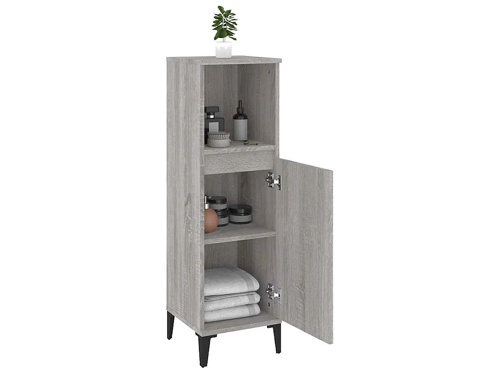 Badschrank Grau Sonoma 30x30x100 cm Holzwerkstoff