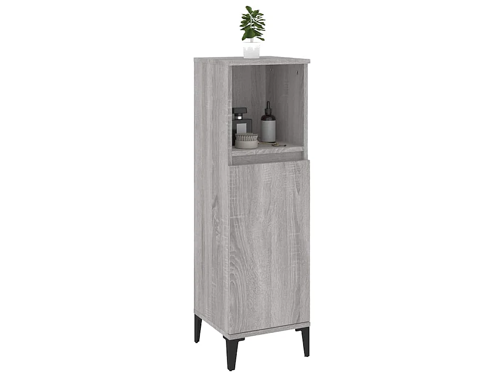 Badschrank Grau Sonoma 30x30x100 cm Holzwerkstoff