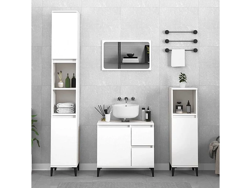 Badschrank Weiß 65x33x60 cm Holzwerkstoff