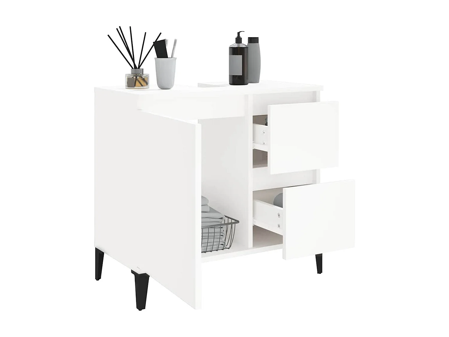 Armoire de salle de bain blanc 65x33x60 cm bois d'ingénierie