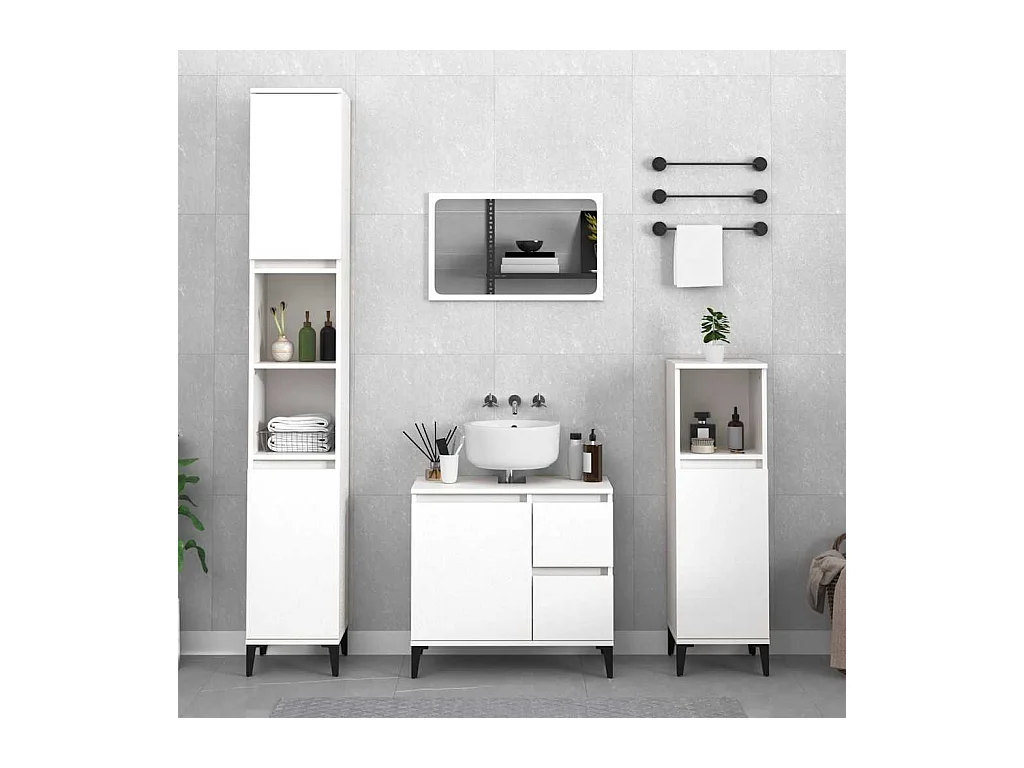 Armoire de salle de bain blanc 65x33x60 cm bois d'ingénierie