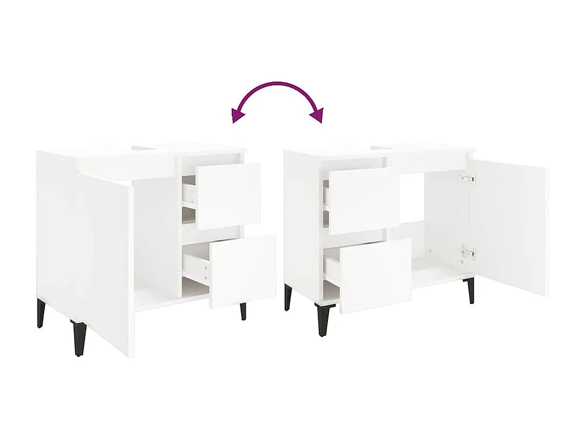 Armoire de salle de bain blanc 65x33x60 cm bois d'ingénierie