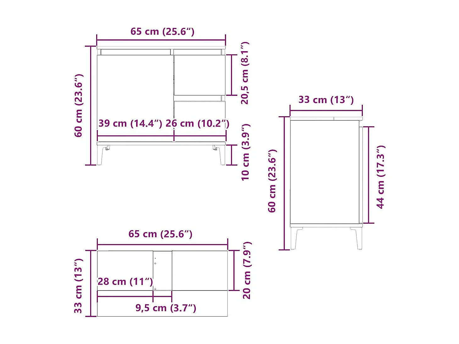 Armoire de salle de bain blanc 65x33x60 cm bois d'ingénierie