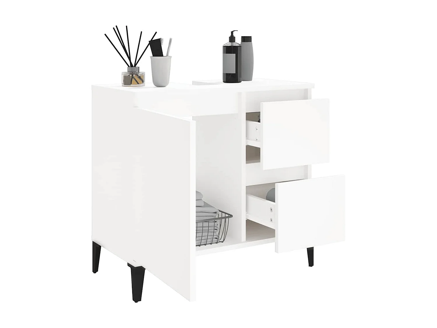 Armoire de salle de bain blanc 65x33x60 cm bois d'ingénierie