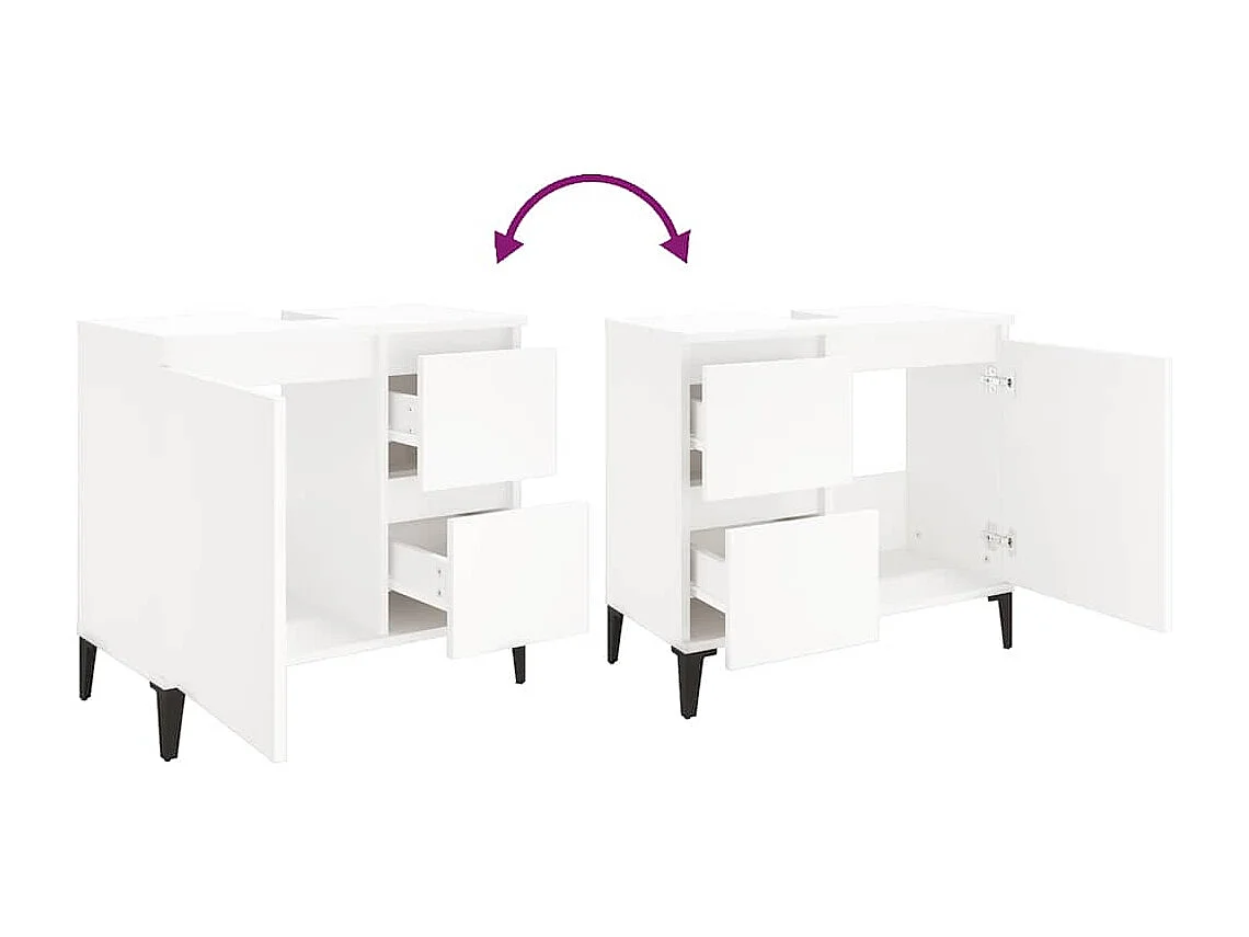 Armoire de salle de bain blanc 65x33x60 cm bois d'ingénierie