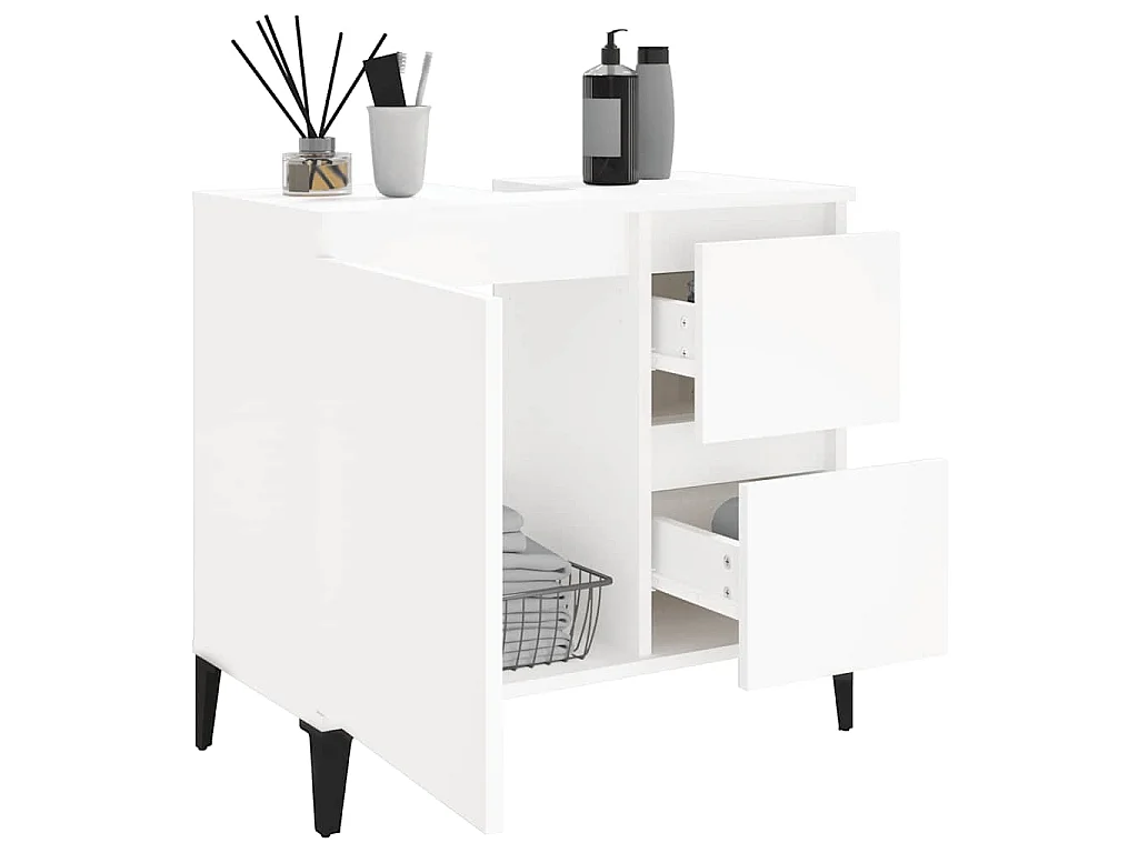 Armoire de salle de bain blanc 65x33x60 cm bois d'ingénierie