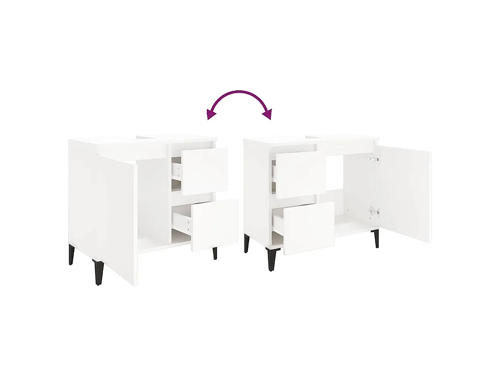 Armoire de salle de bain blanc 65x33x60 cm bois d'ingénierie