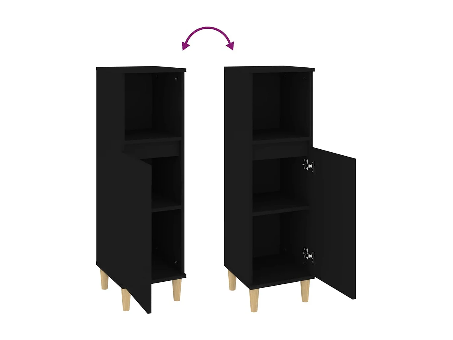 Armoire de salle de bain noir 30x30x100 cm bois d'ingénierie