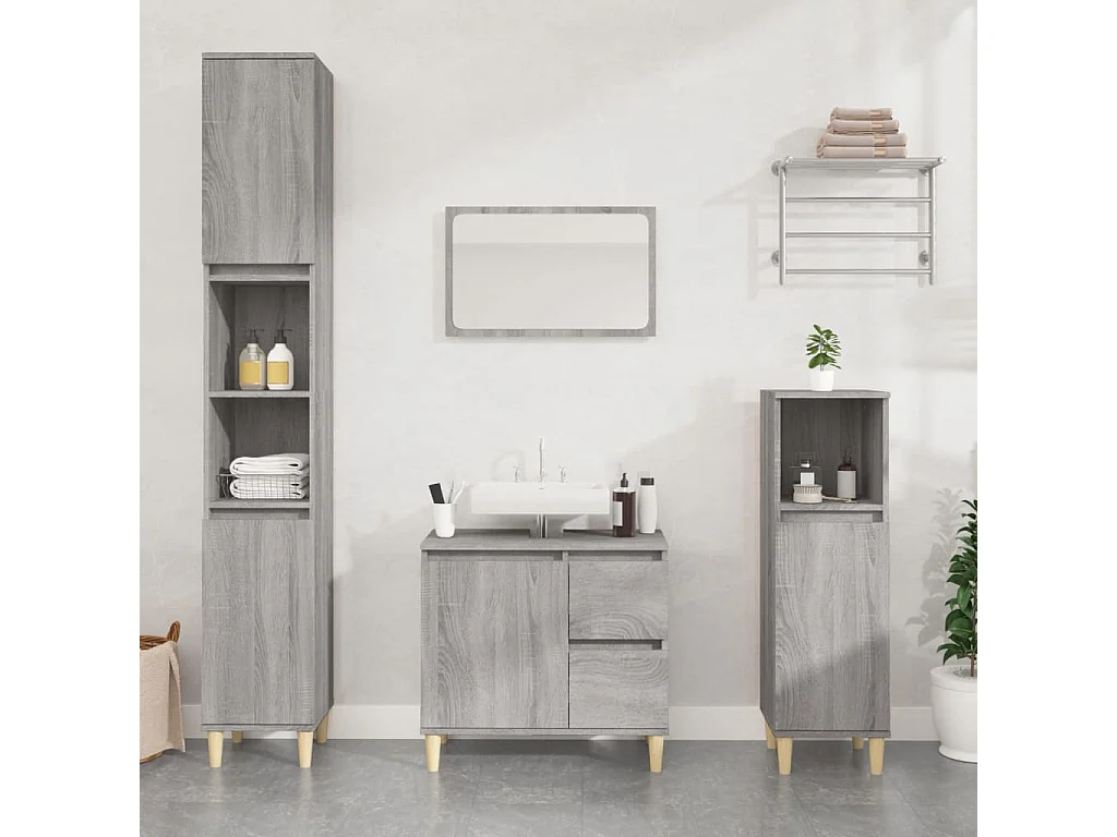 Armoire salle de bain sonoma gris 30x30x100 cm