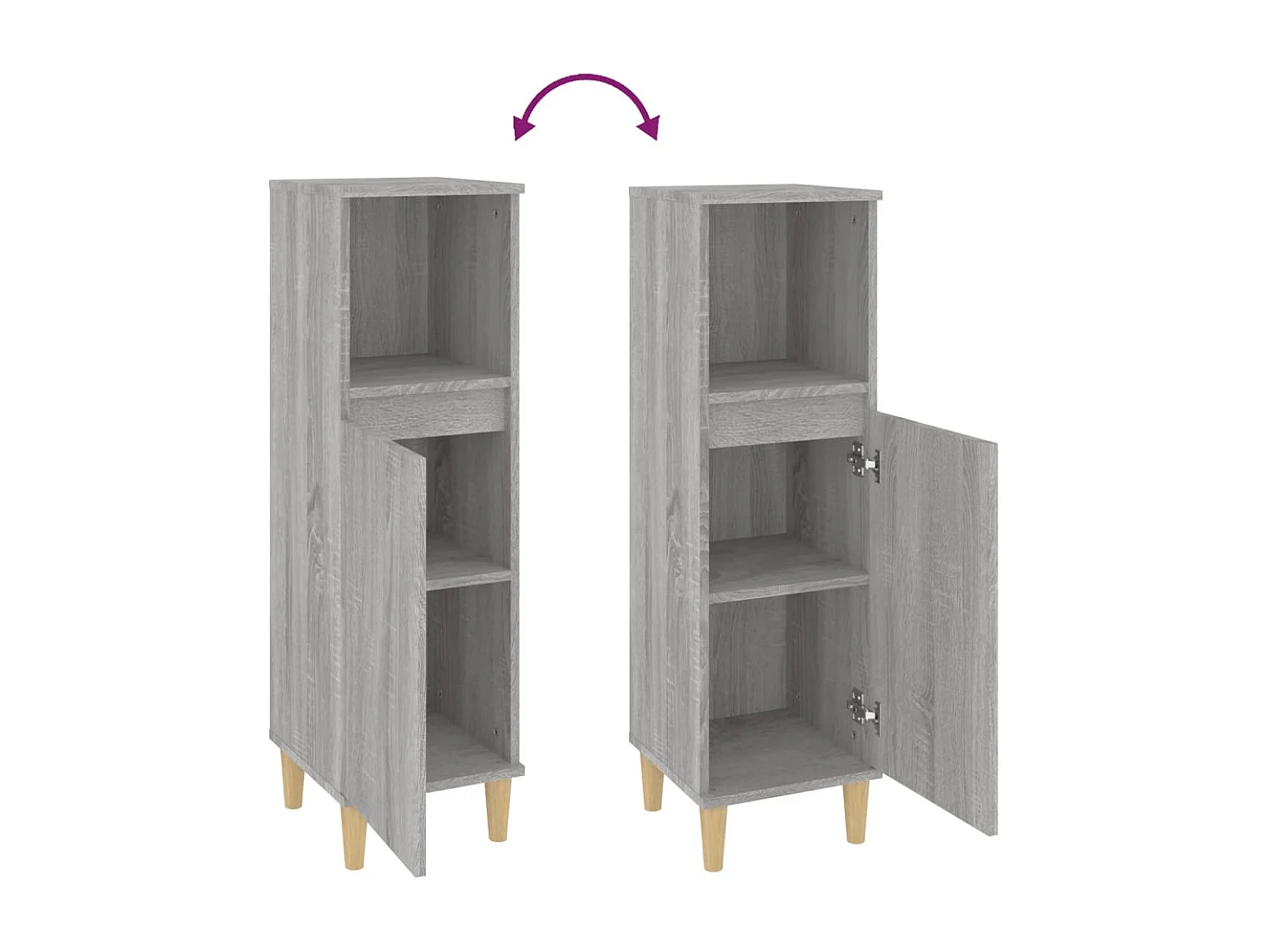 Armoire salle de bain sonoma gris 30x30x100 cm