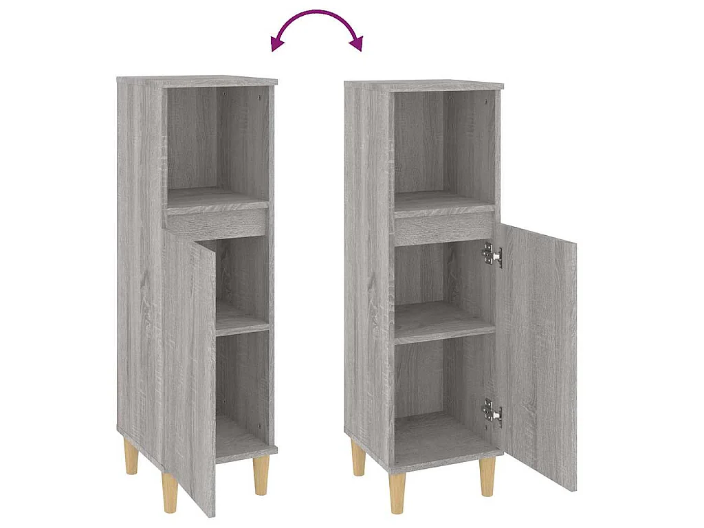 Armoire salle de bain sonoma gris 30x30x100 cm