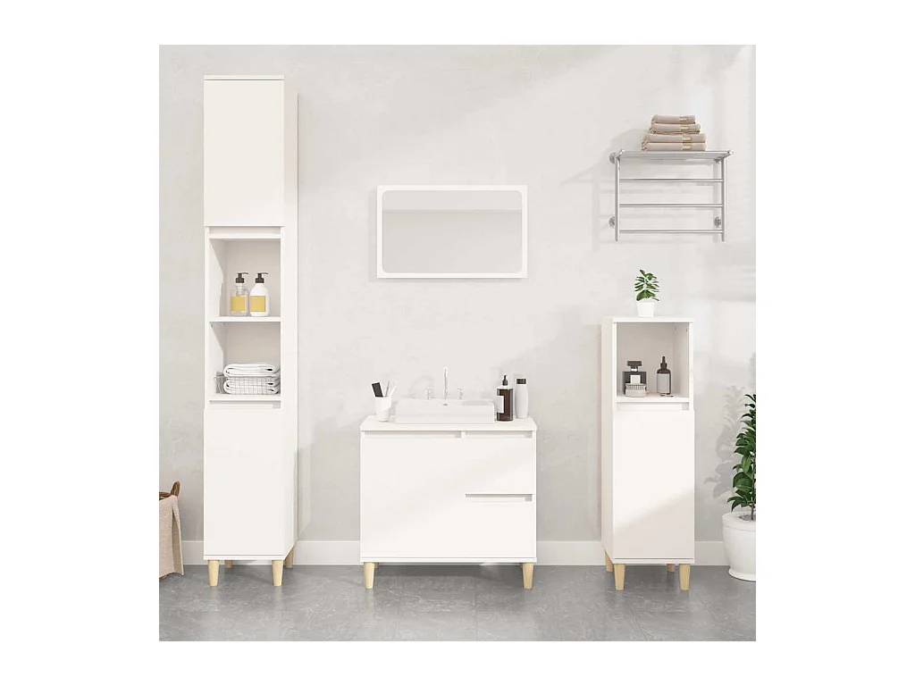 Armoire de salle de bain blanc 65x33x60 cm bois d'ingénierie
