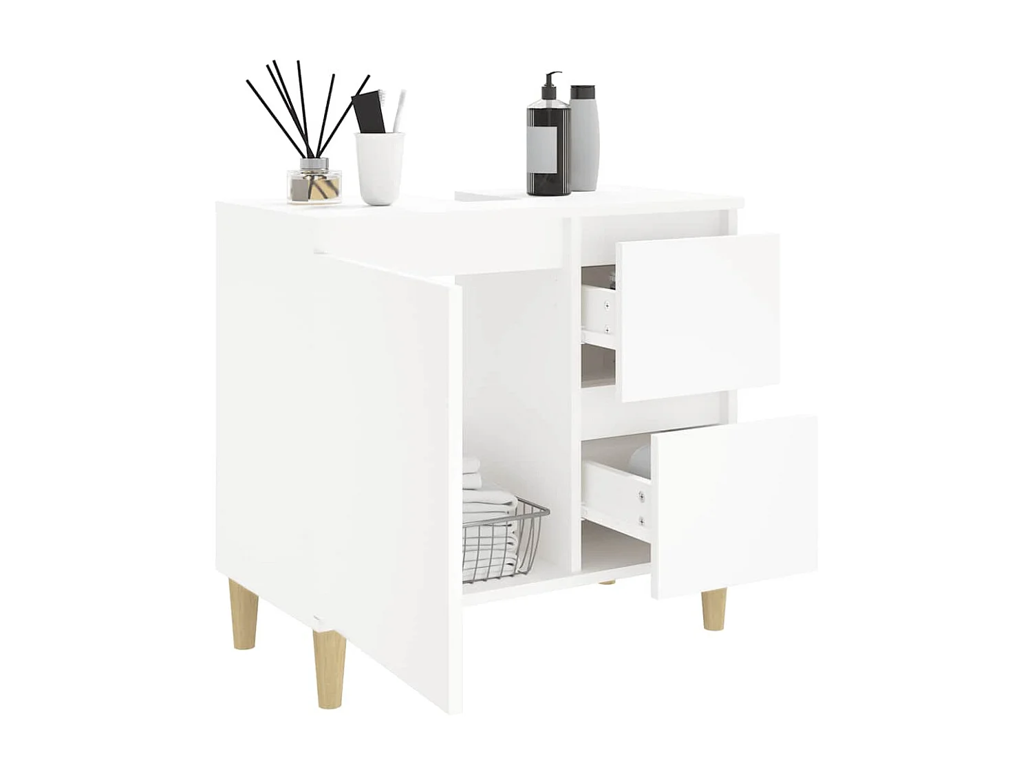 Armoire de salle de bain blanc 65x33x60 cm bois d'ingénierie