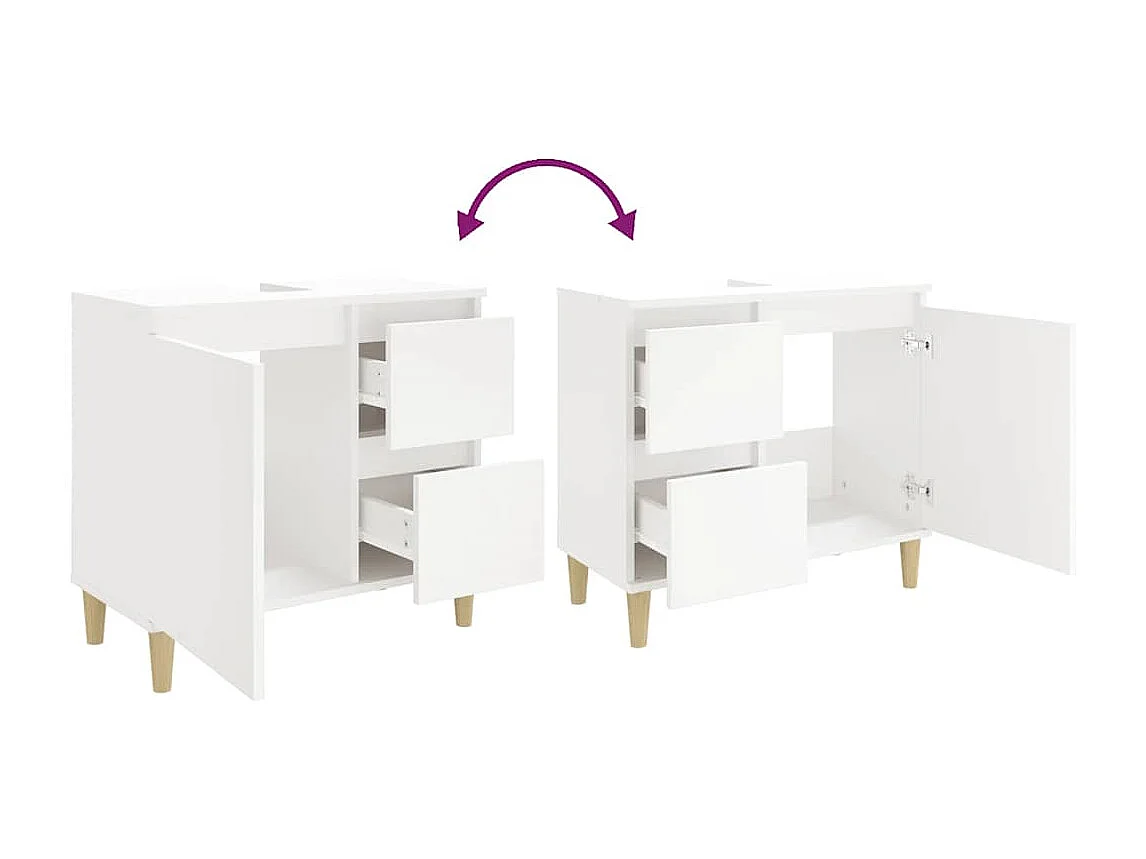 Armoire de salle de bain blanc 65x33x60 cm bois d'ingénierie