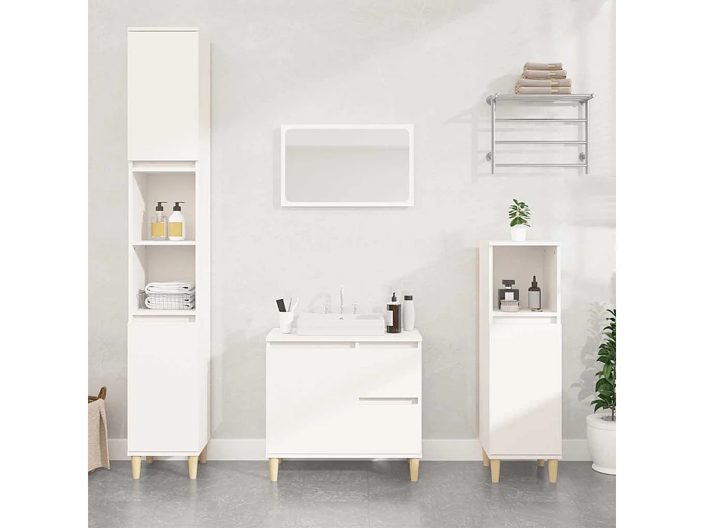 Badkamerkast 65x33x60 cm bewerkt hout wit