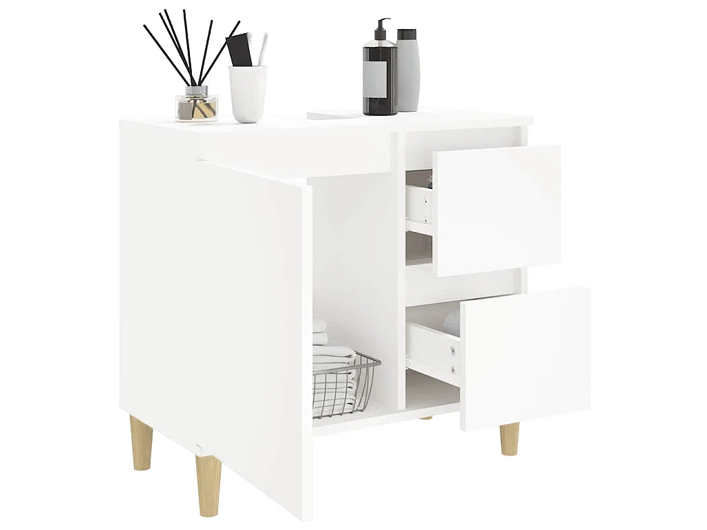 Badkamerkast 65x33x60 cm bewerkt hout wit