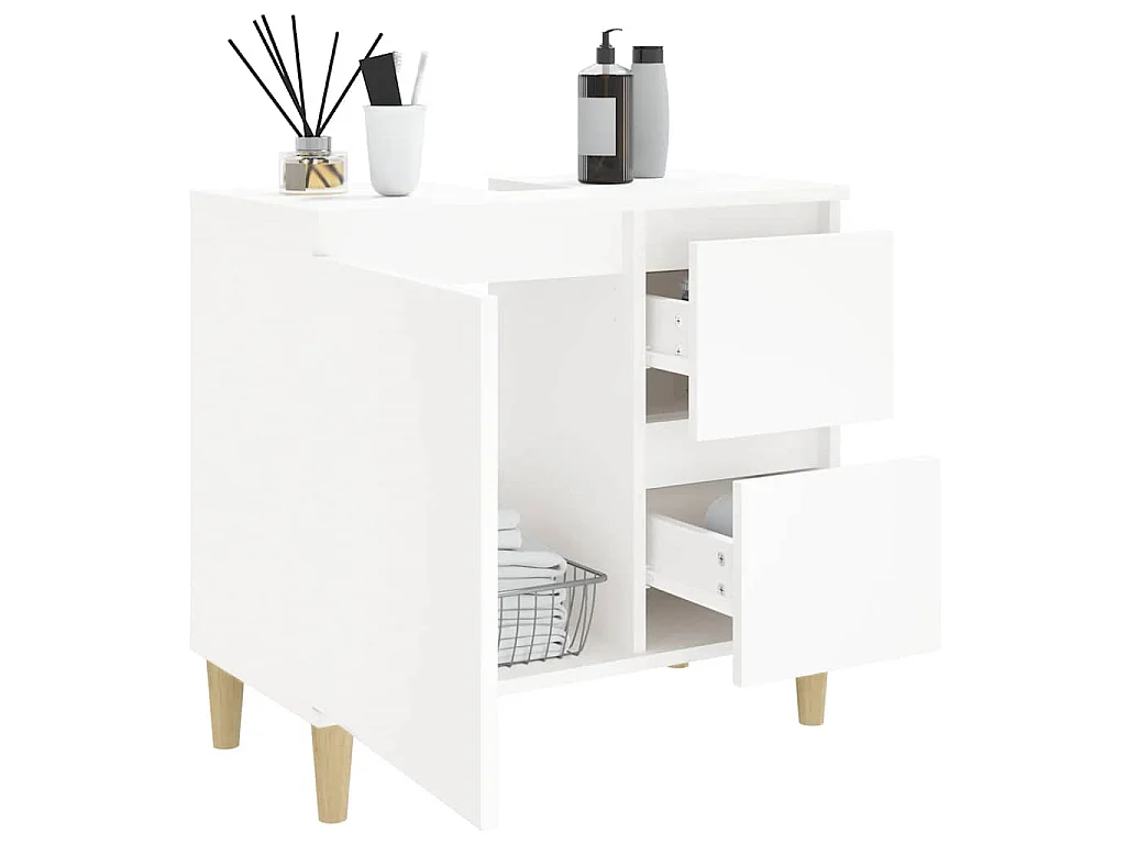 Armoire de salle de bain blanc 65x33x60 cm bois d'ingénierie
