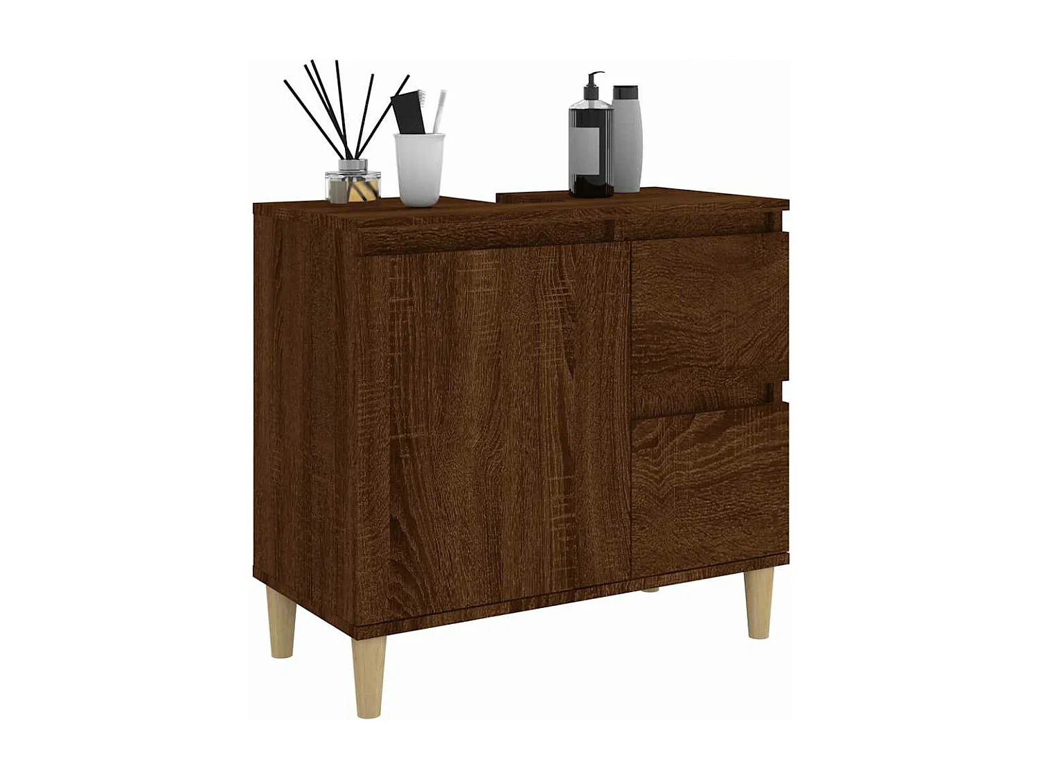 Badkamerkast 65x33x60 cm bewerkt hout bruin eikenkleur