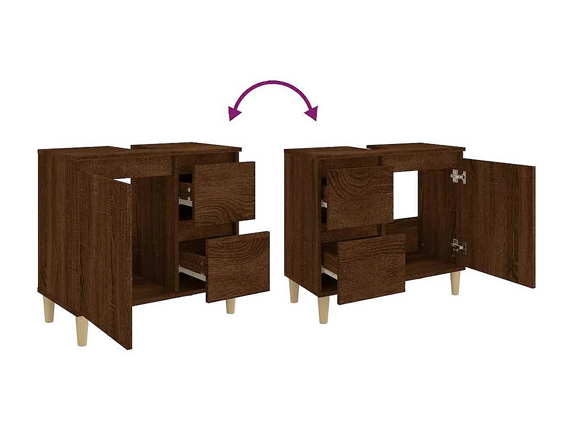 Armoire de bain chêne marron 65x33x60 cm bois d'ingénierie