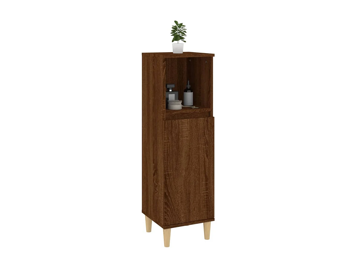 Badkamerkast 30x30x100 cm bewerkt hout bruin eikenkleur
