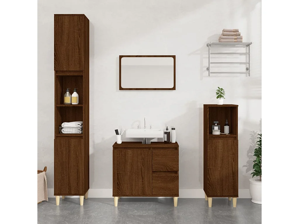 Armoire de bain chêne marron 30x30x100 cm bois d'ingénierie