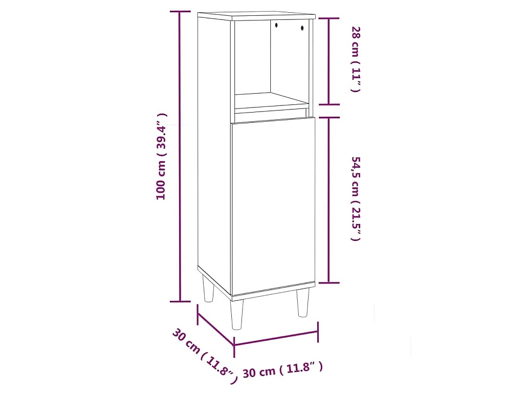 Armoire de bain chêne marron 30x30x100 cm bois d'ingénierie