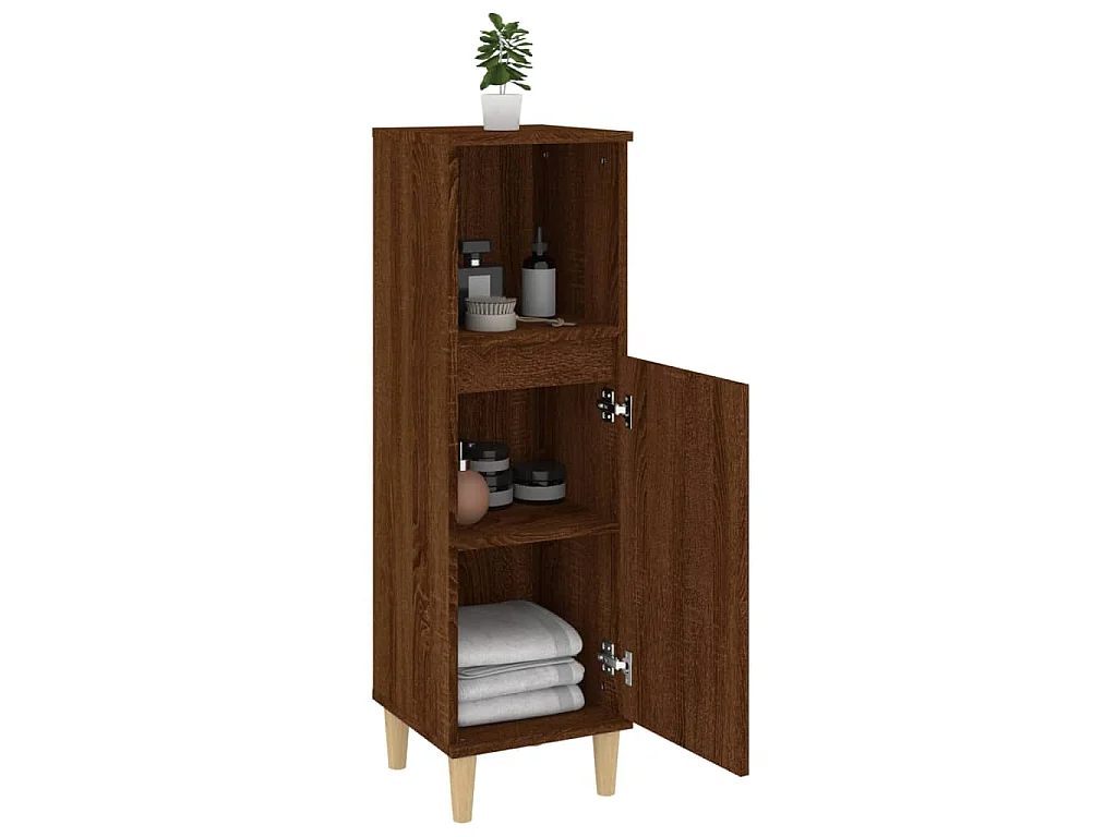 Armoire de bain chêne marron 30x30x100 cm bois d'ingénierie