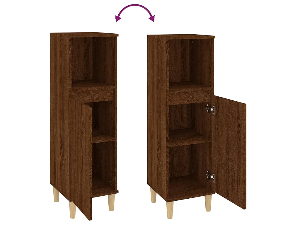 Armoire de bain chêne marron 30x30x100 cm bois d'ingénierie