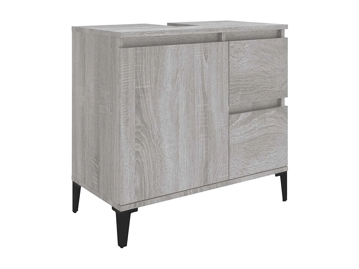 Badkamerkast 65x33x60 cm bewerkt hout grijs sonoma eikenkleurig