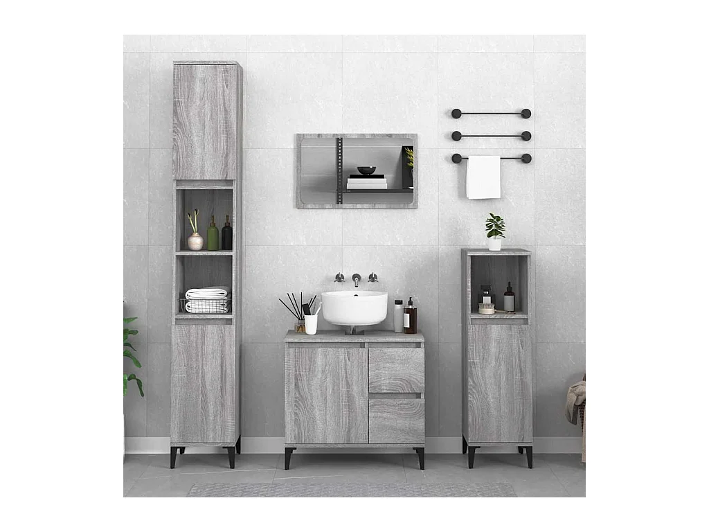 Armoire de bain sonoma gris 65x33x60 cm bois d'ingénierie