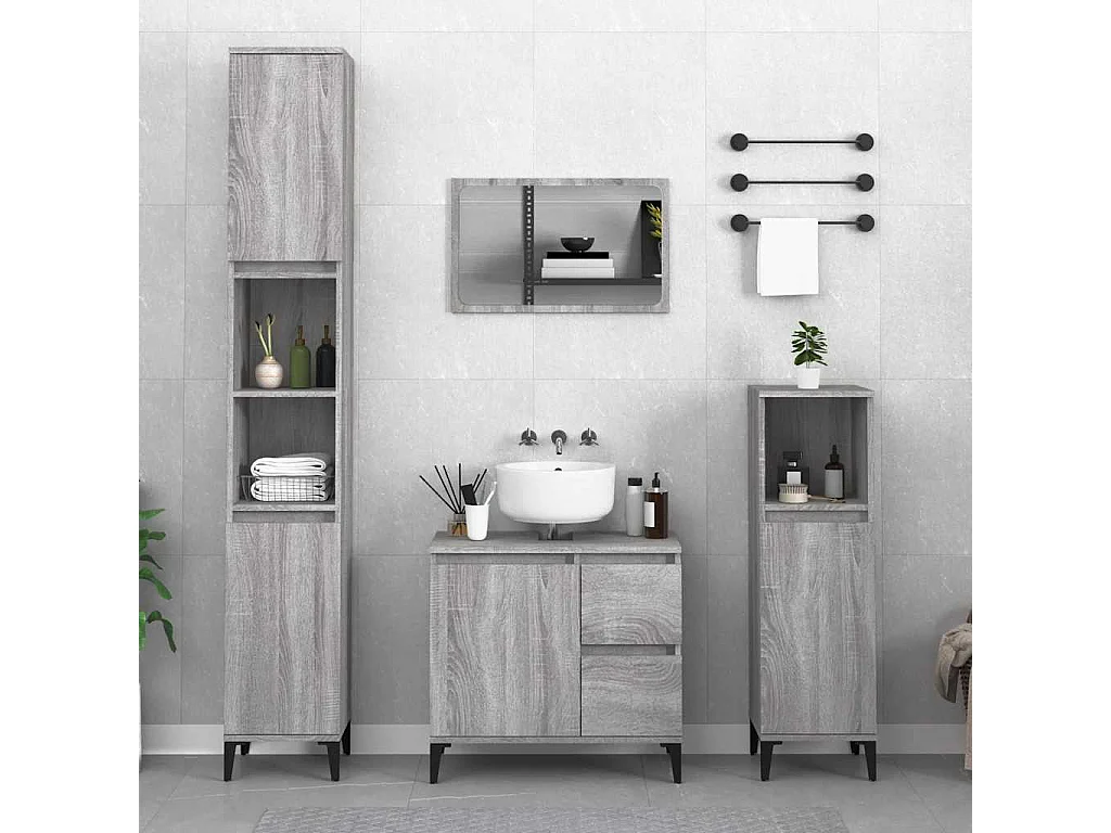 Armoire de bain sonoma gris 65x33x60 cm bois d'ingénierie