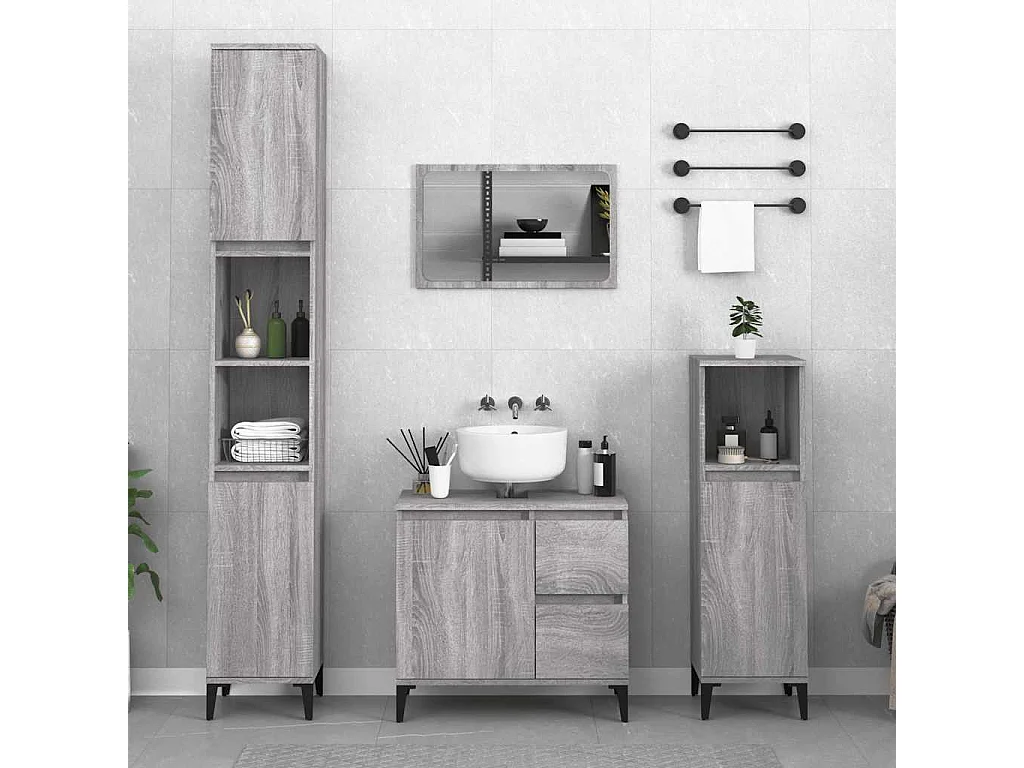 Armoire de bain sonoma gris 65x33x60 cm bois d'ingénierie