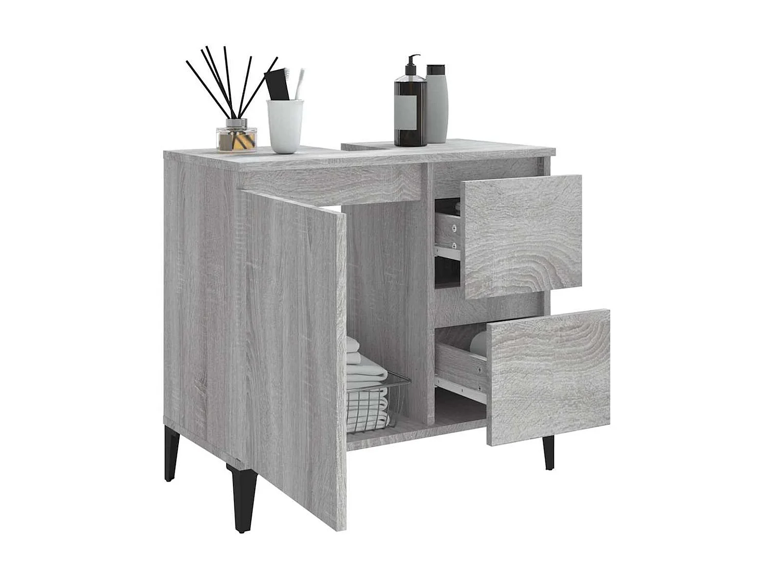 Armoire de bain sonoma gris 65x33x60 cm bois d'ingénierie