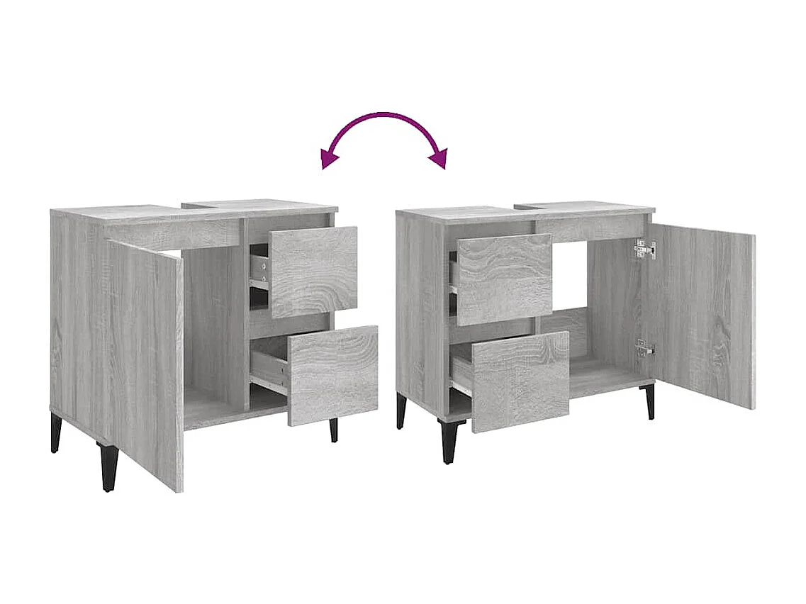 Armoire de bain sonoma gris 65x33x60 cm bois d'ingénierie