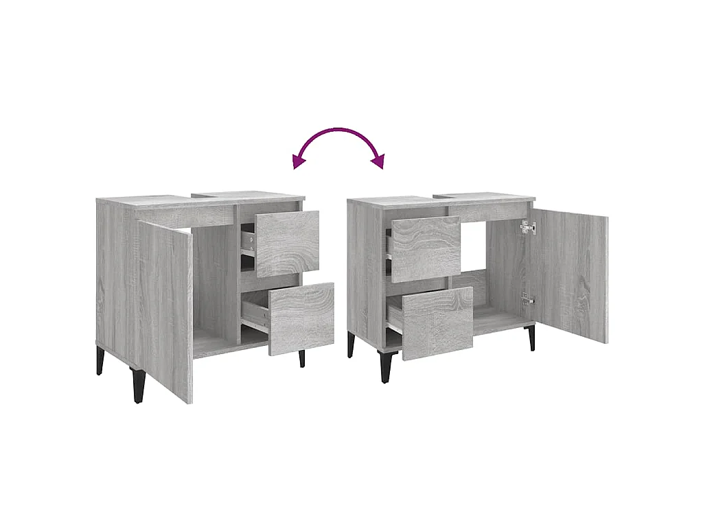 Armadietto Bagno Grigio Sonoma 65x33x60 cm in Legno Multistrato