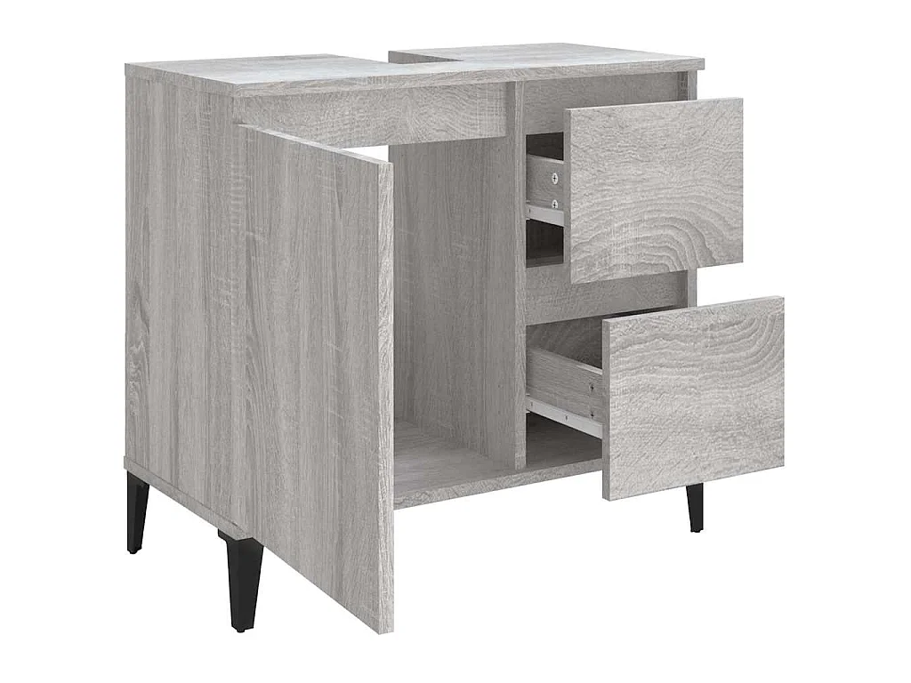 Badschrank Grau Sonoma 65x33x60 cm Holzwerkstoff