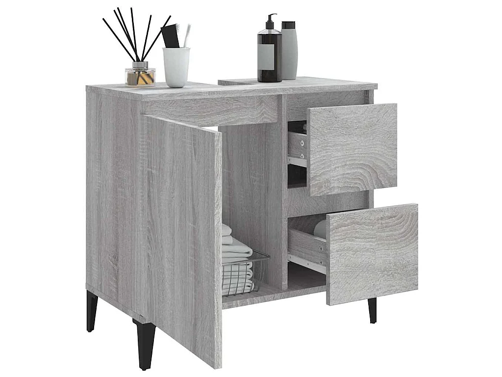 Badschrank Grau Sonoma 65x33x60 cm Holzwerkstoff