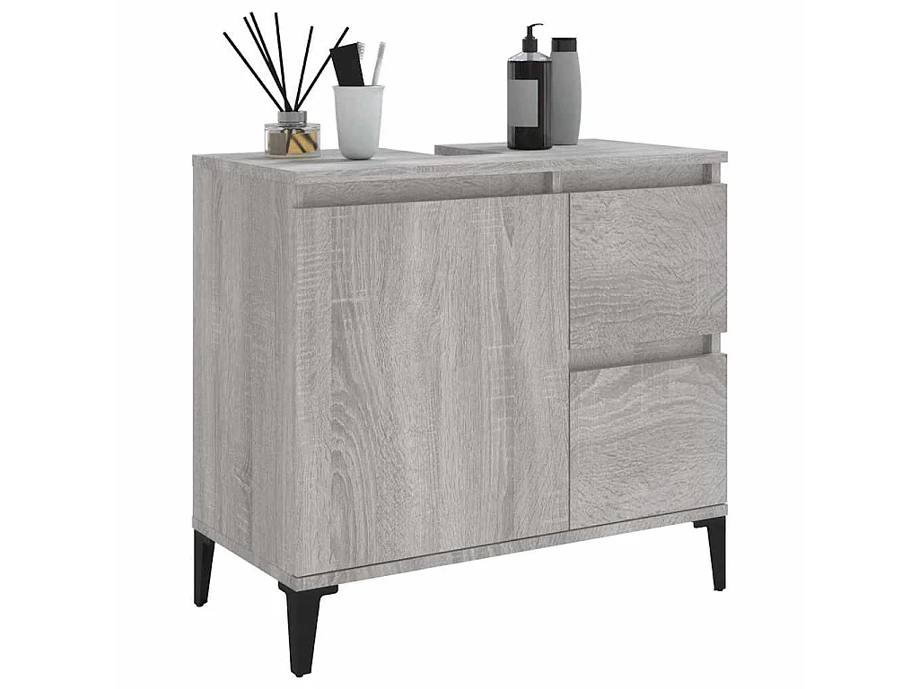 Badschrank Grau Sonoma 65x33x60 cm Holzwerkstoff