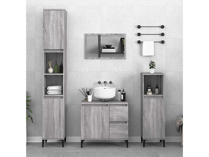Armoire de bain sonoma gris 65x33x60 cm bois d'ingénierie