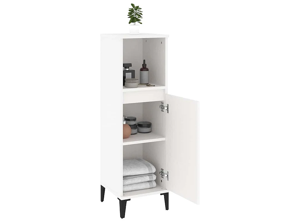 Badschrank Weiß 30x30x100 cm Holzwerkstoff