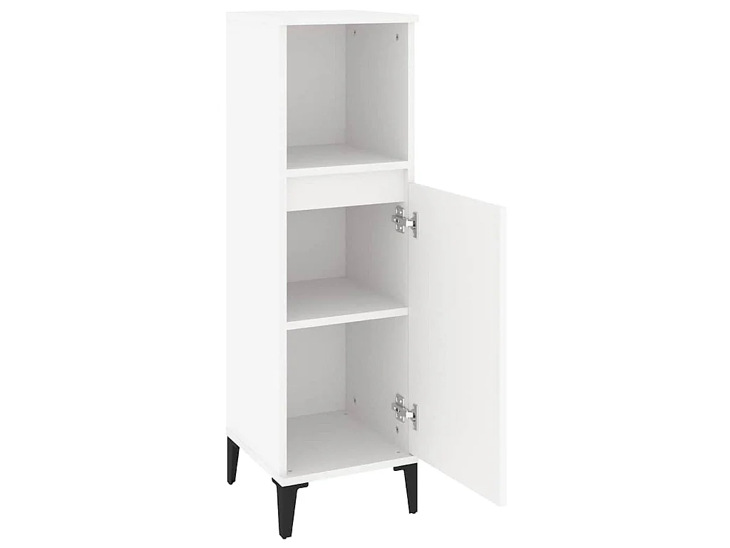 Badschrank Weiß 30x30x100 cm Holzwerkstoff