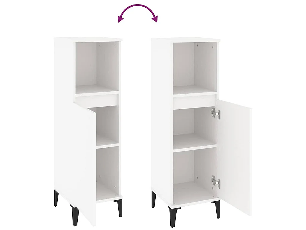 Badschrank Weiß 30x30x100 cm Holzwerkstoff