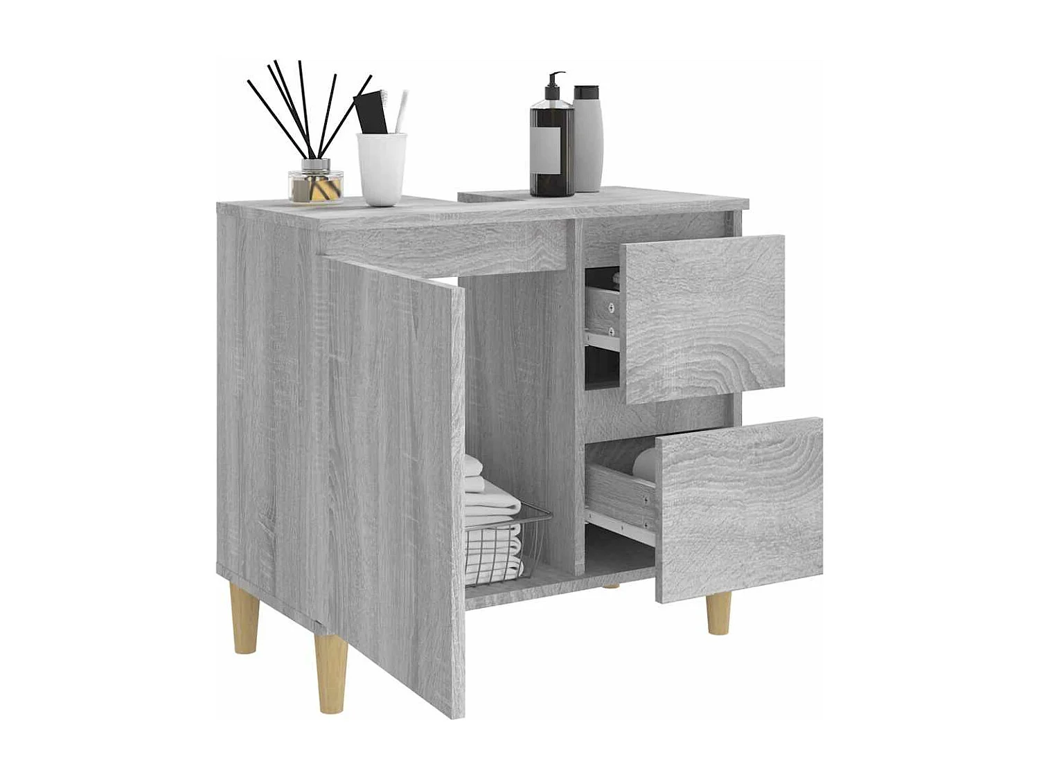 Armadietto Bagno Grigio Sonoma 65x33x60 cm in Legno Multistrato