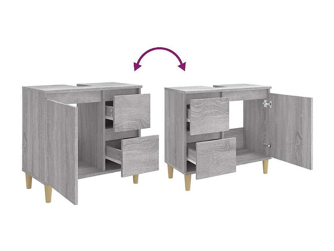 Armadietto Bagno Grigio Sonoma 65x33x60 cm in Legno Multistrato