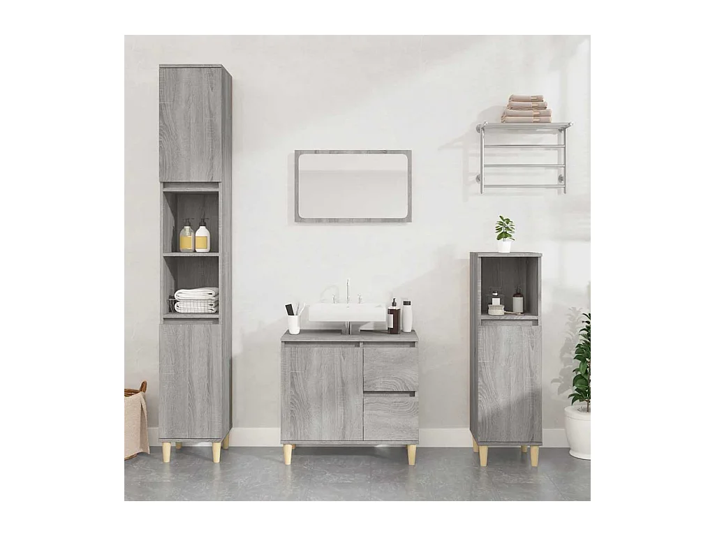 Armoire de bain sonoma gris 65x33x60 cm bois d'ingénierie
