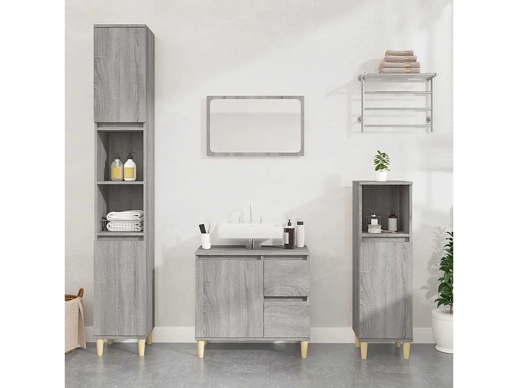 Armoire de bain sonoma gris 65x33x60 cm bois d'ingénierie