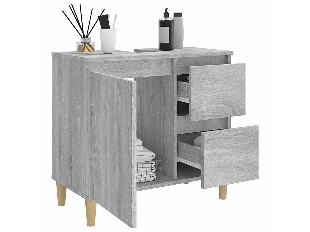 Armoire de bain sonoma gris 65x33x60 cm bois d'ingénierie