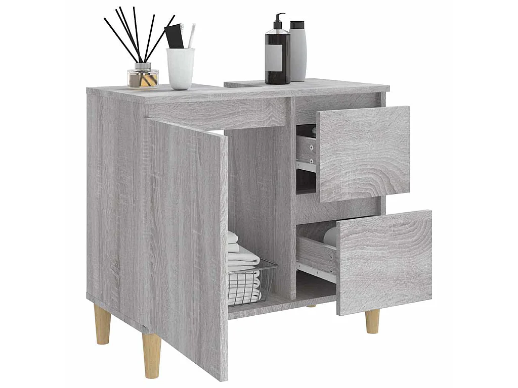 Badschrank Grau Sonoma 65x33x60 cm Holzwerkstoff