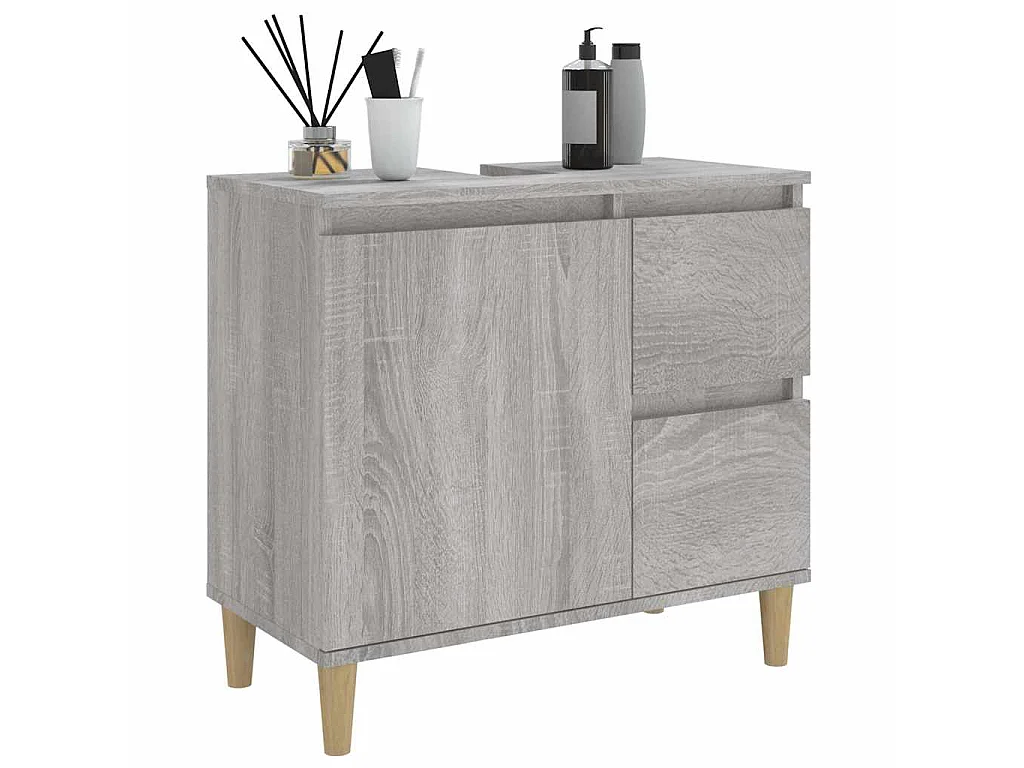 Badschrank Grau Sonoma 65x33x60 cm Holzwerkstoff