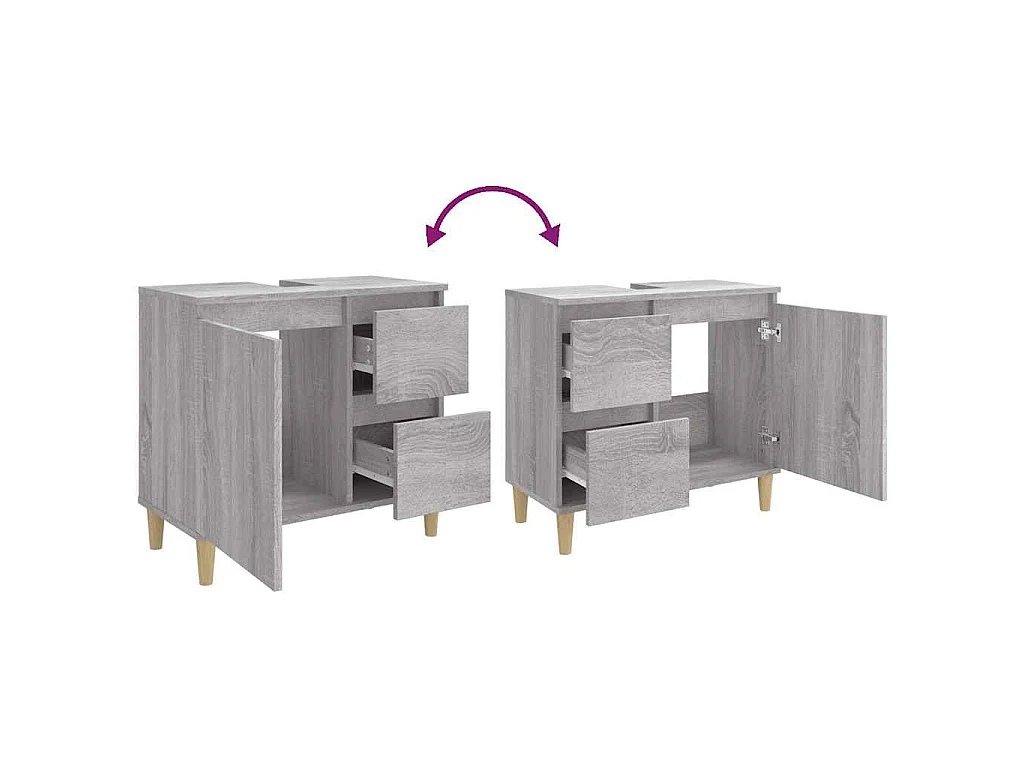 Badschrank Grau Sonoma 65x33x60 cm Holzwerkstoff